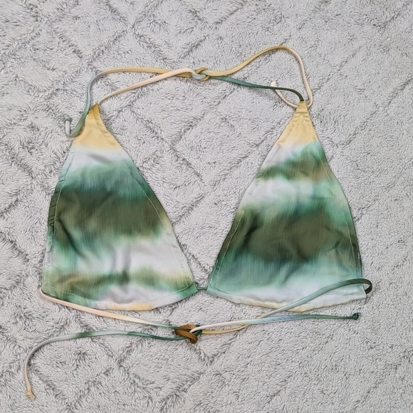 Resa Bralette Women's S Green White Tie Dye Adjustable Tie Neck Back Retro - Picture 1 of 4